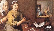 VELAZQUEZ, Diego Rodriguez de Silva y Christ in the House of Mary and Marthe r oil painting